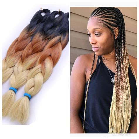 The longer and thicker you want your braids to be, the more packages of braid hair you will need. Jumbo Braiding Hair (Black/Brown/gold) 5pcs jumbo Braids Hair Extension Ombr… | Cornrows braids ...