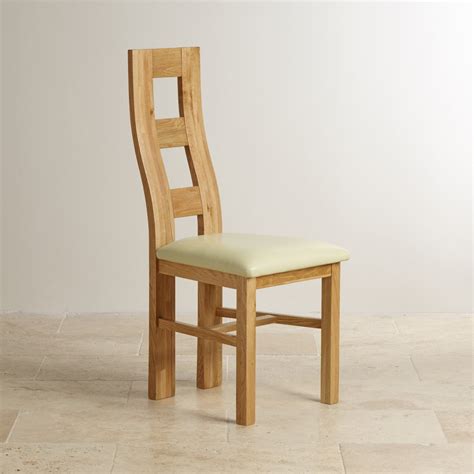 Get the best deals on leather dining room dining chairs. Wave Back Dining Chair in Natural Solid Oak - Cream Leather