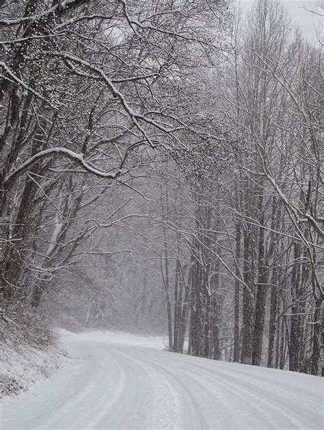 Blue Ridge Parkway In The Snow North Of Asheville North Carolina