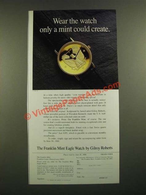 1988 The Franklin Mint Eagle Watch Ad Only A Mint Ei0842