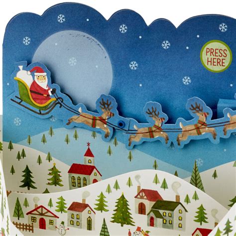 Santas Sleigh Musical 3d Pop Up Christmas Card With Motion Greeting
