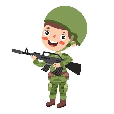 Premium Vector Cartoon Soldier In Military Costume