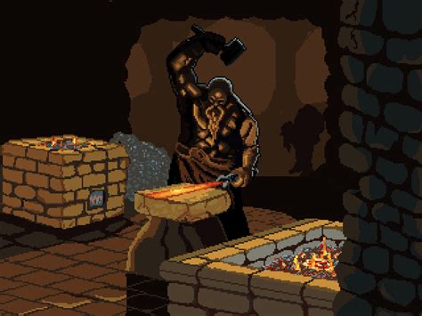 Dwarf Blacksmith By Vertibirdo Pixel Art Characters Pixel Art Cool