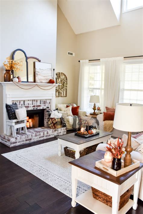 Modern Farmhouse Layered Fall Mantel And Living Room Decor