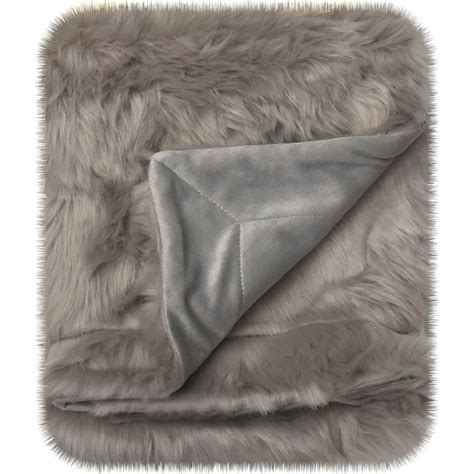 Little Starter Grey Faux Fur Mongolian Soft Plush Blanket