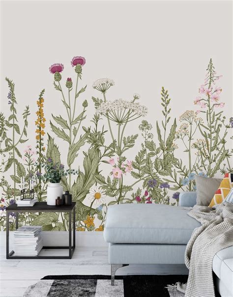 Wildflower Wall Mural By Green Planet Print Large Floral Wall Mural