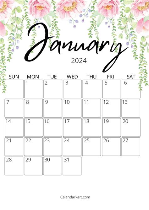 Free Printable January 2024 Calendars Calendarkart Calendar Themes