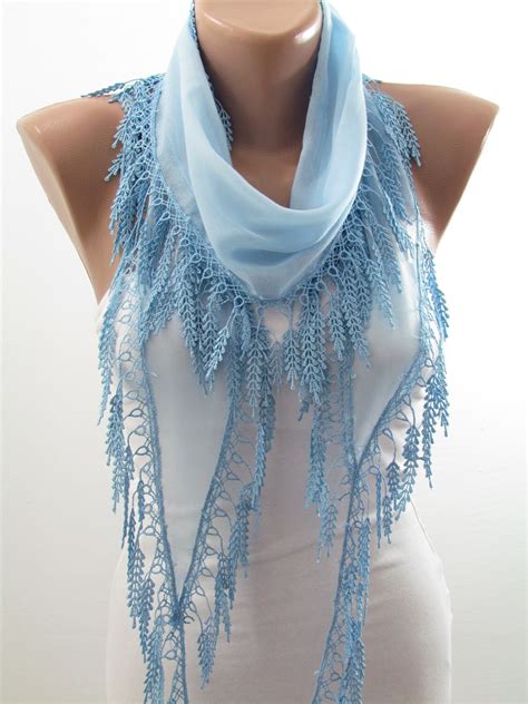 So Soft Cotton Scarf Light Blue Scarf Shawl Cowl By Miracleshine