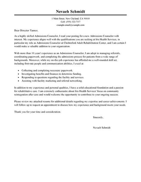 Admissions Counselor Cover Letter Sample Cover Letters