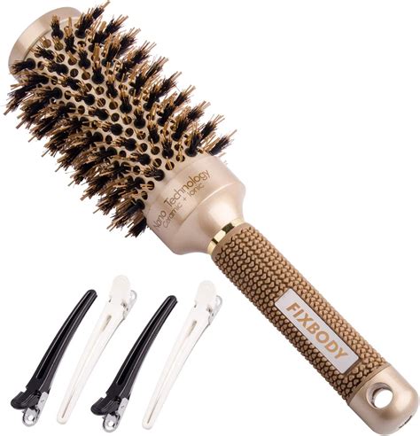 Fixbody Round Barrel Anti Static Hair Brush With Boar Bristles Nano