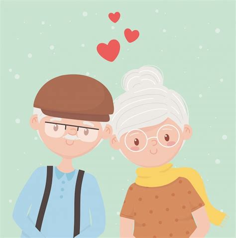 Ancianos Abuelos Felices Pareja Madura Aman Personajes De Dibujos