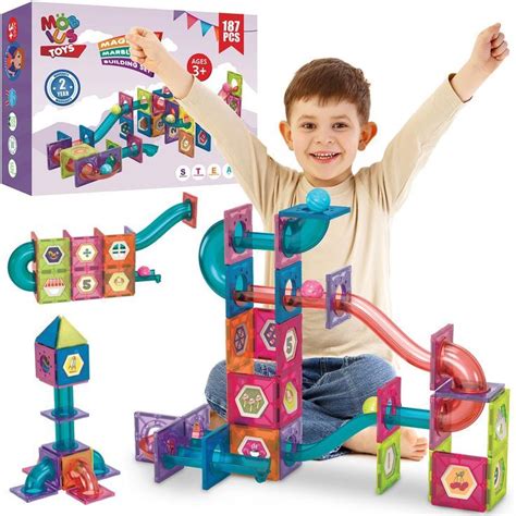 Marble Run For Kids Ages 3 8 Years Old 3d Magnetic Building Tiles For