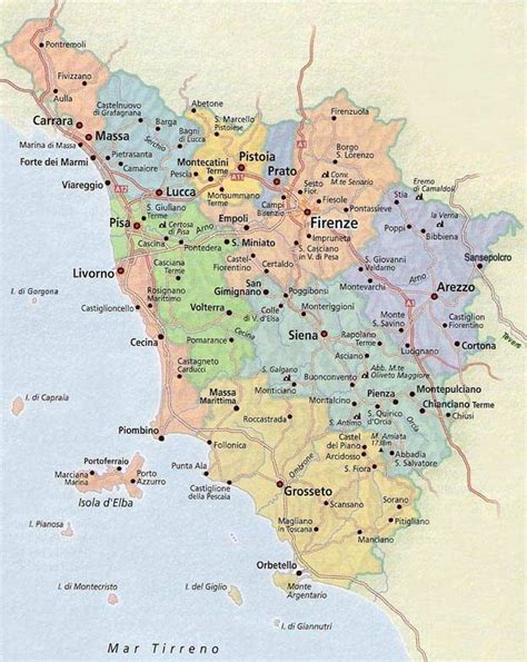 Political Map Tuscany Tuscany Map Map Of Tuscany Italy