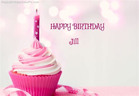 Happy Birthday Cupcake Candle Pink Cake For Jill