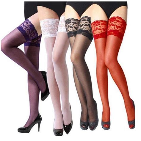 1pair Women S Sexy Stocking Sheer Lace Top Thigh High Stockings Nets For Women Shopee Malaysia