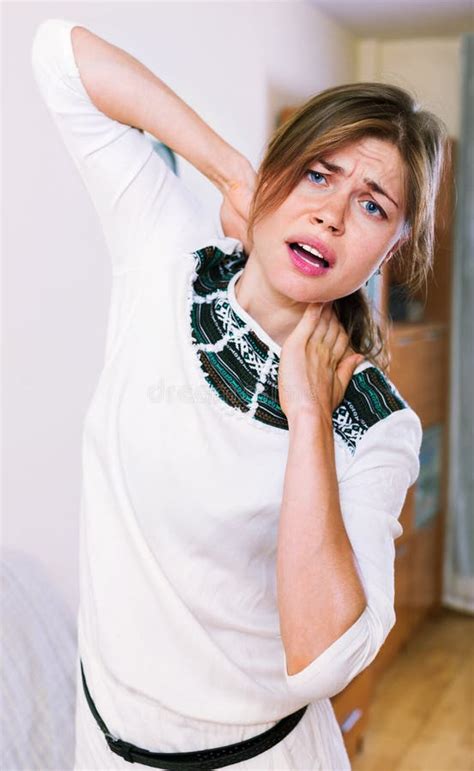 Portrait Of Female With Neck And Shoulders Aching Stock Image Image Of Muscle Inside 71113425