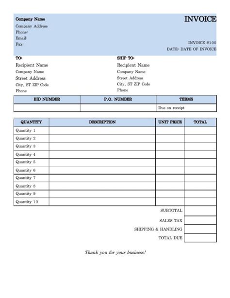 Simple Invoice Template Editable Word Invoice Template Etsy