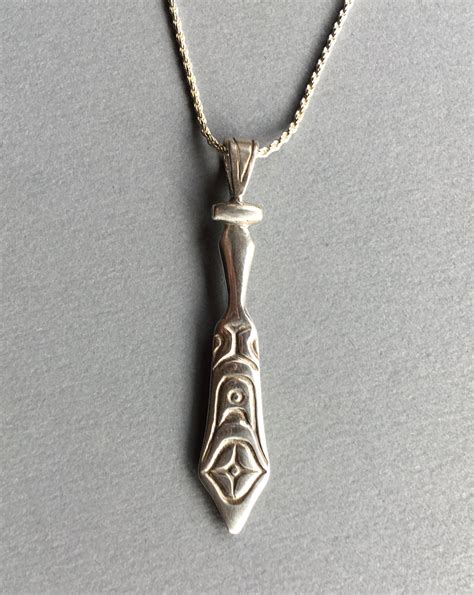 Silver Paddle Necklace Alaskan Native Style Cast In Eco Friendly