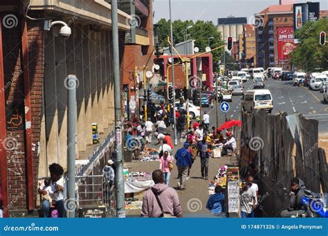 Crowd Of People And Taxis In Johannesburg Cbd Editorial Photo Image