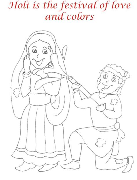Holi Coloring Printable Pages For Kids 3