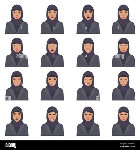 Vector Illustration Of A Arabic Face Expressions Stock Vector Image