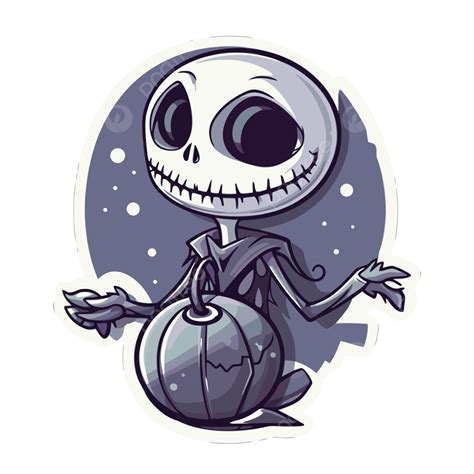 Halloween Temática Jack Skellington Sticker Clipart Vector Png Dibujos Diseño De Pegatinas Con