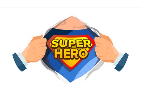 Super Hero Sign Vector Superhero Open Shirt To Reveal Costume