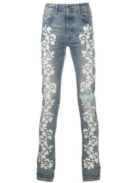 Amiri Floral Print Skinny Jeans Smart Closet
