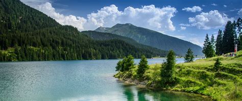 Download Wallpaper 2560x1080 Nature Lake Mountains Forest Dual Wide