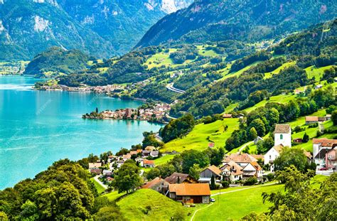 Premium Photo Landscape At Walensee Lake In Switzerland