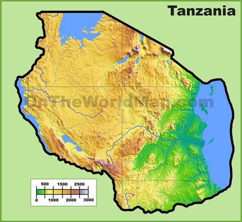 Tanzania Physical Map Ontheworldmap Com