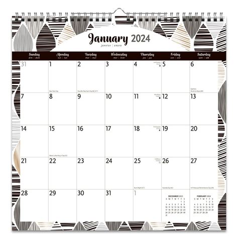 Ebony And Ivory Spiral 2024 Wall Calendar