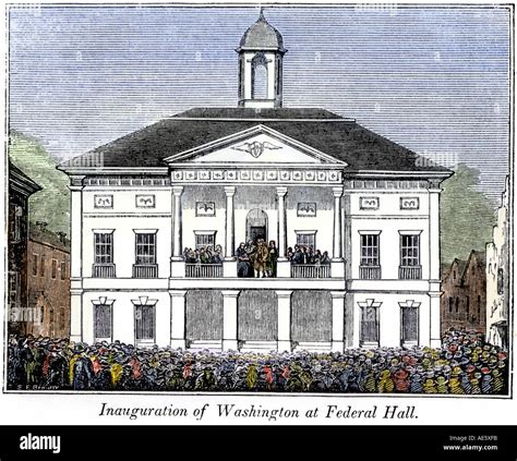 Federal Hall New York During George Washington Inauguration As First Us