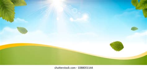 Blue Sky Green Leaves Banner Design Stock Illustration 1088051144