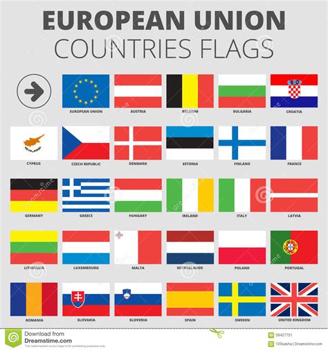 European Union Country Flags Stock Vector Image 59427751