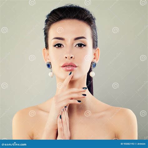 Perfect Female Face Fashion Model Woman With Makeup Stock Image