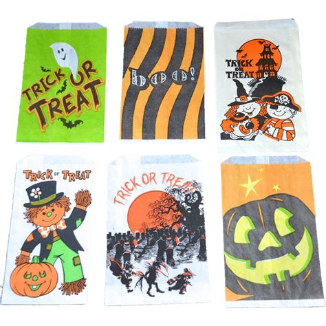 Set Of 6 Halloween Candy Trick Or Treat Paper Bags From