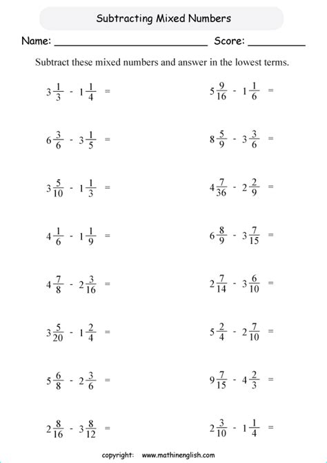 Add And Subtract Mixed Numbers Word Problems Worksheet 6th Grade
