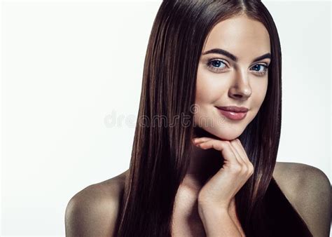 Beauty Girl Face Portrait Beautiful Spa Model Woman With Perfect Healthy Hair Smooth Stock