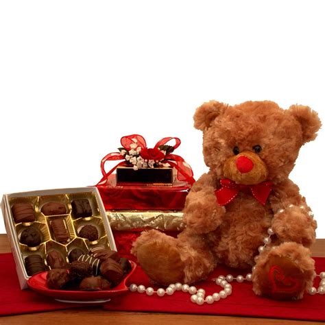Valentine Hugs And Kisses Teddy Bear And Chocolates Teddy Bear Bear