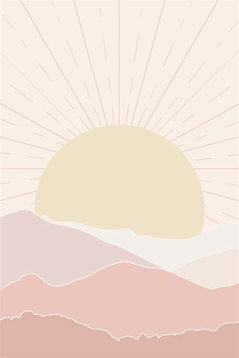 Free Download Sunset Landscape Art Print Wallpaper Iphone Boho