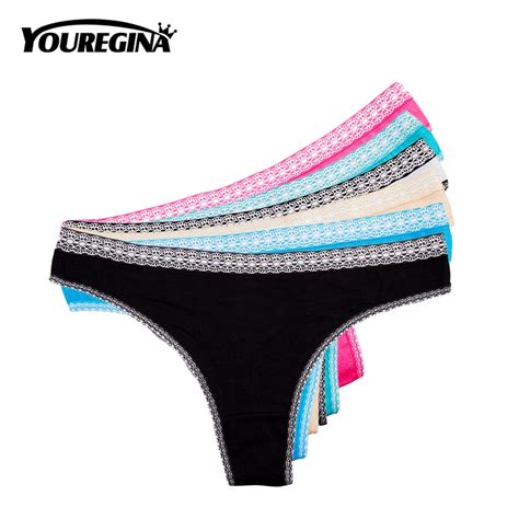 Youregina Sexy Thong Women Underwear G String Patchwork Solid Pure Lace