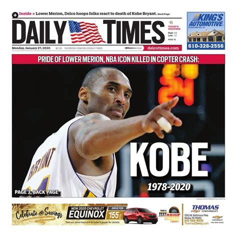 Kobe Bryants Death Memorialized On Newspaper Front Pages