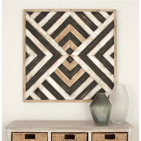 Decmode 31 In Square Framed Geometric Pattern Wood Wall Art Abstract