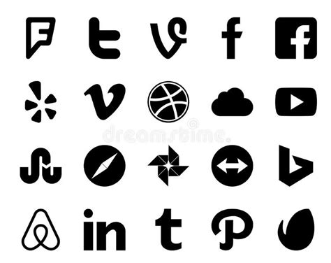 20 Social Media Icon Pack Including Bing Photo Dribbble Browser