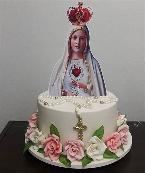 confeitaria no instagram “lindo demais 😍 bolo para a coroação de nossa senhora de fátima