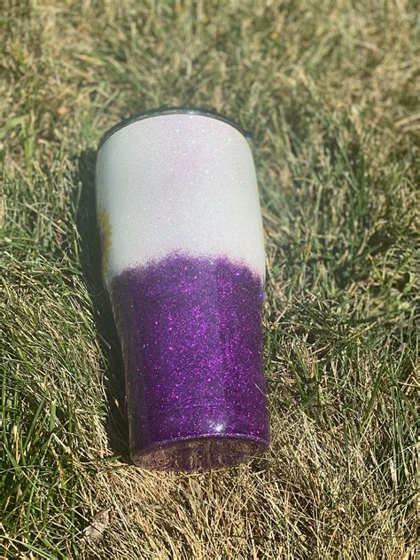 30 Ounce Purple And White Glitter Ombré Tumbler Etsy