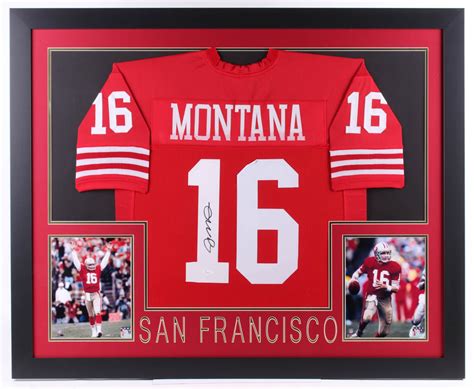 Joe Montana Signed 35x43 Custom Framed Jersey Jsa Coa Pristine Auction