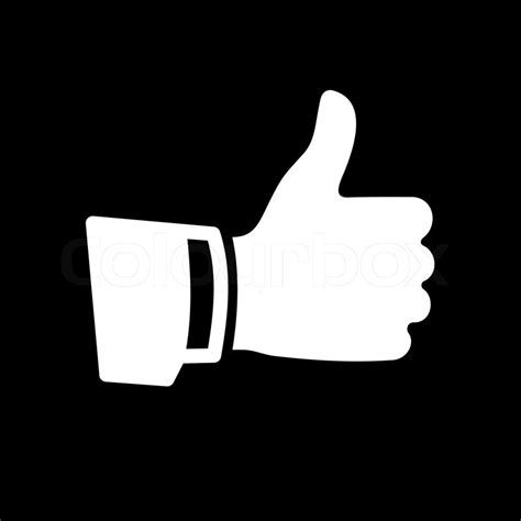 Vector White Thumb Up Icon On Black Stock Vector
