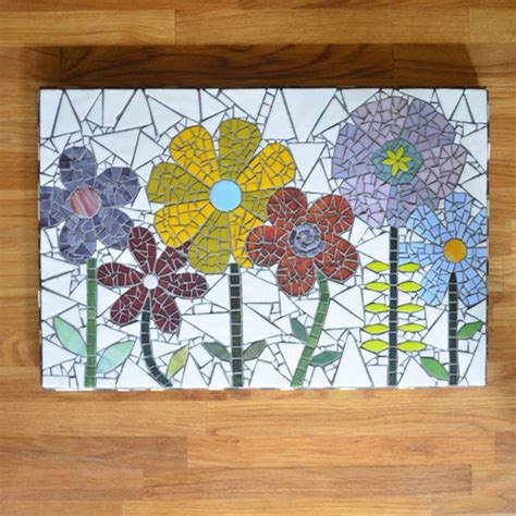 Mosaic Flowers Picture Etsy Mosaic Art Projects Mosaic Wall Art